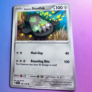 galarian stunfisk - 106/159 (common) — pokemon: journey together